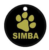 Exact round tag with paw artwork